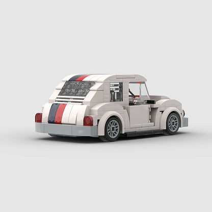 RevVBlox Volkswagen Beetle model toy car with detailed blue exterior and realistic features on a white background