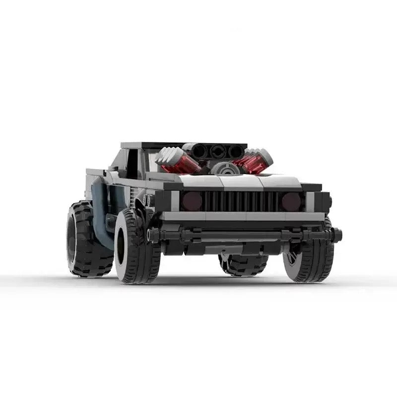 RevvBlox Cyber Challenger toy robot with detailed blue and black design, posed on a white background.