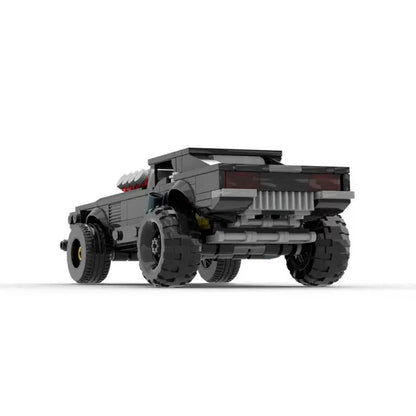 RevvBlox Cyber Challenger building block toy set with futuristic design and vibrant blue and black pieces on a white background.