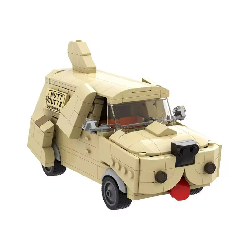 RevvBlox Mutt Van toy from Dumb and Dumber movie in bright colors, detailed model with wheels and vintage design.