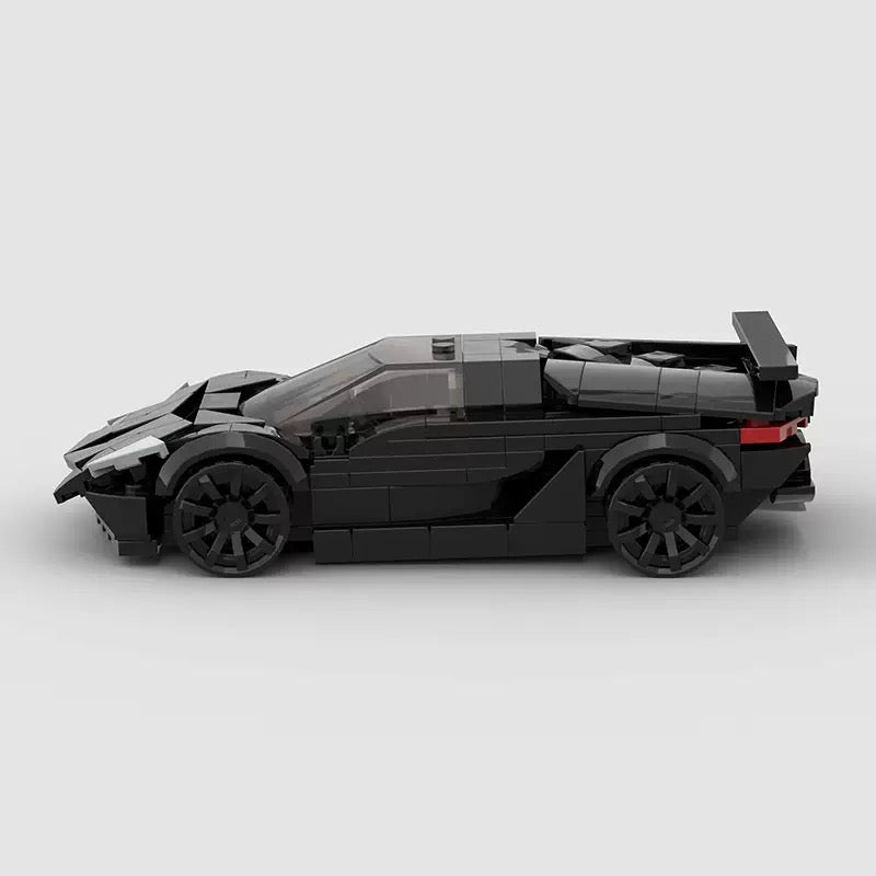 Red Lamborghini Huracan toy car by RevvBlox, detailed plastic model with sleek design and realistic features.
