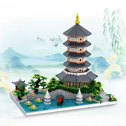 RevvBlox Hangzhou West Lake model building set with detailed miniature replica of West Lake scenery and traditional architecture.