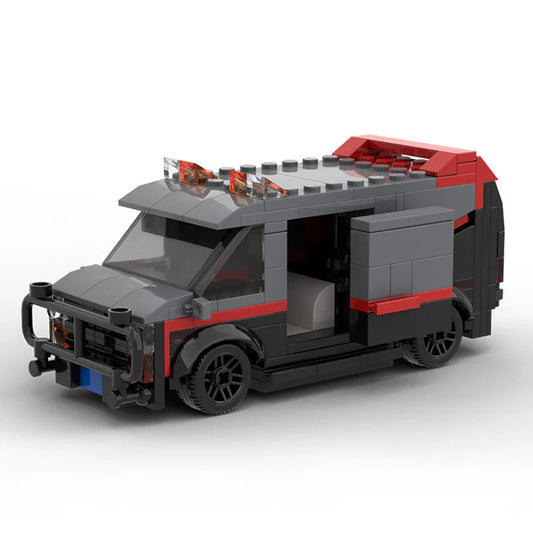 RevVblox GMC Vandura Van model from the A-Team series, detailed plastic construction with black and silver accents.