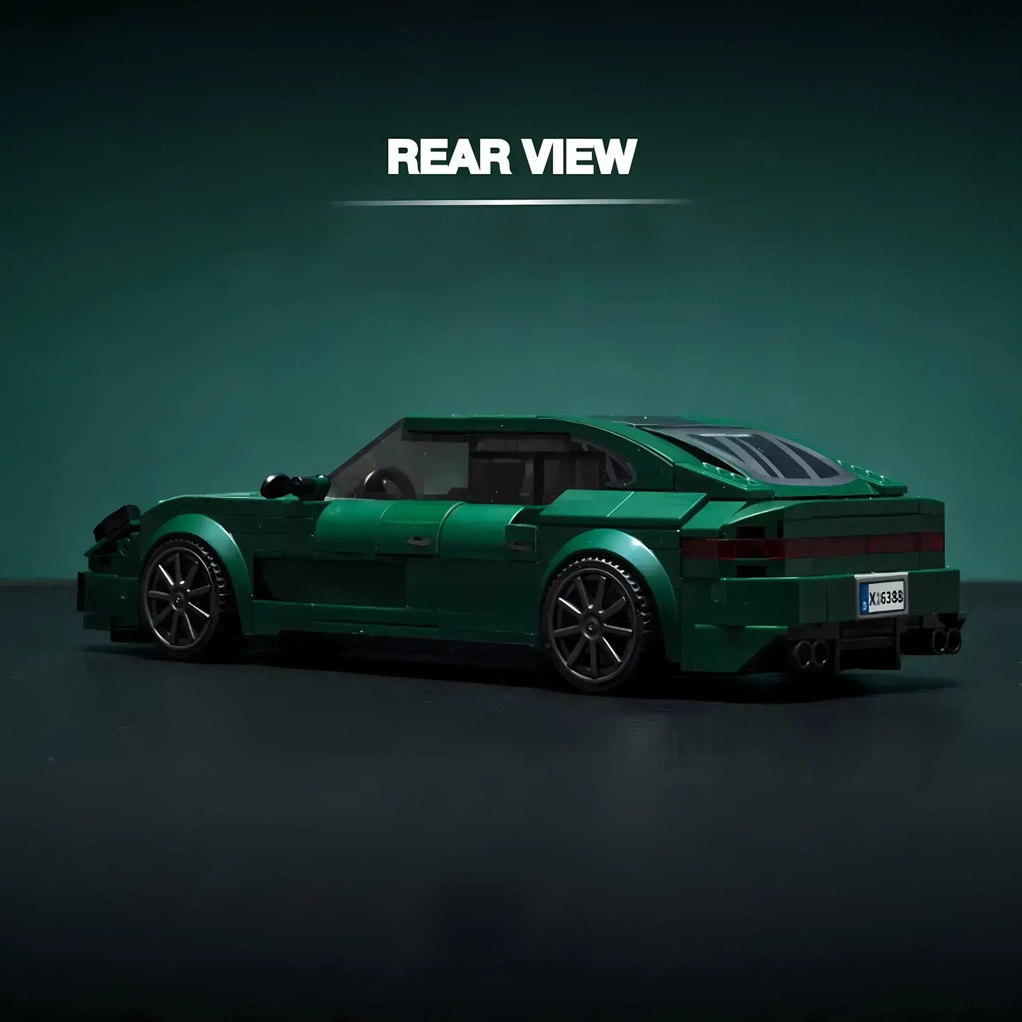 Rear view of a Porsche Panamera model by RevvBlox showcasing its sleek design and sporty contours.