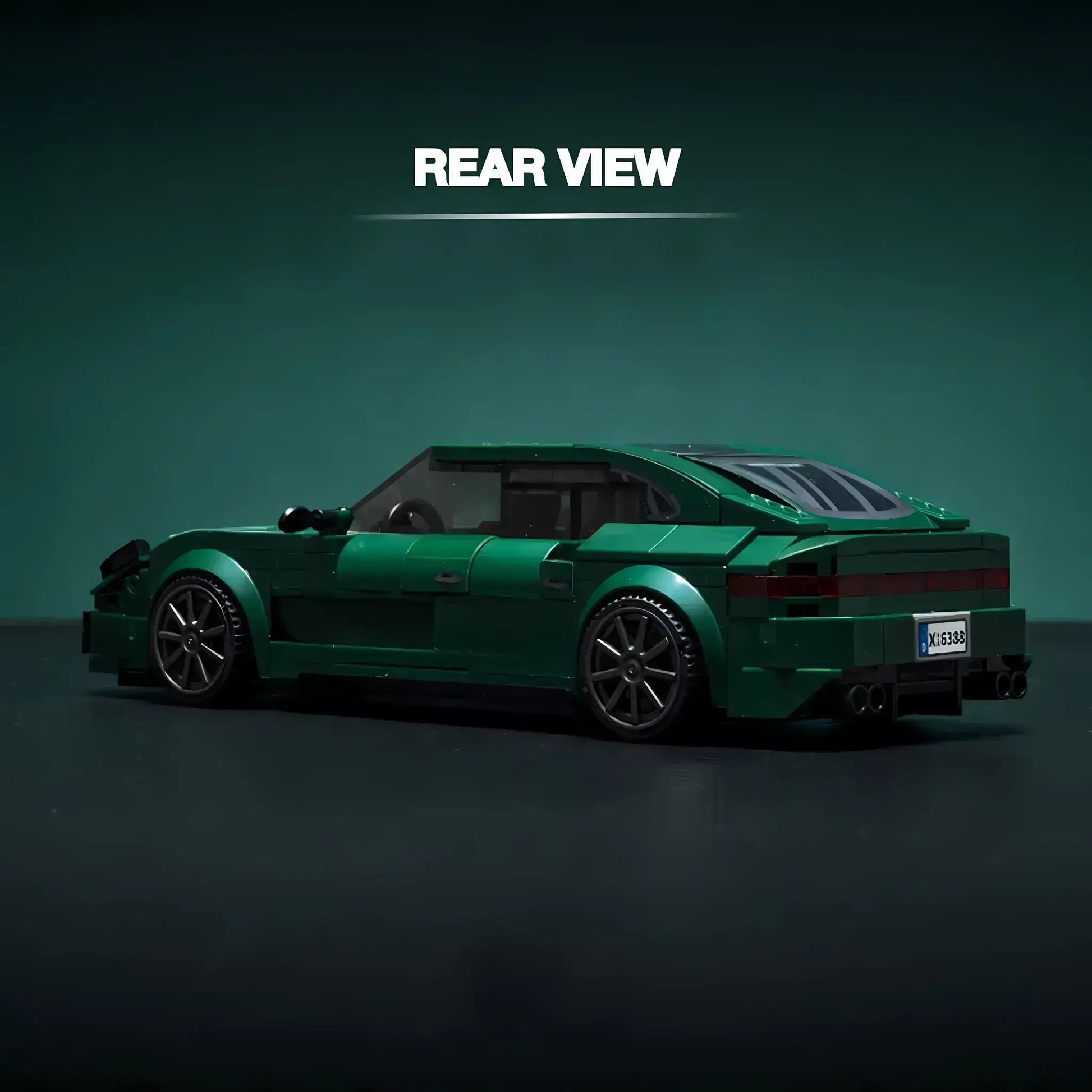 Rear view of a Porsche Panamera model by RevvBlox showcasing its sleek design and sporty contours.