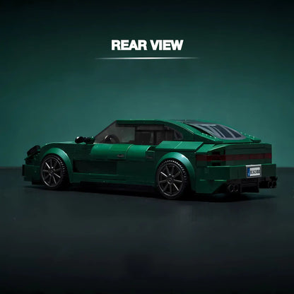 Rear view of a Porsche Panamera model by RevvBlox showcasing its sleek design and sporty contours.